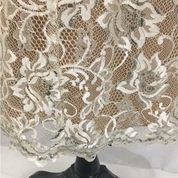 Terani Couture Sunburst Rhinestone & Lace Gold Cream Tan Cocktail Pageant Dress - Picture 16 of 16